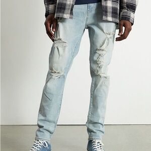 PacSun Men's Light Blue Ripped Slim Jeans